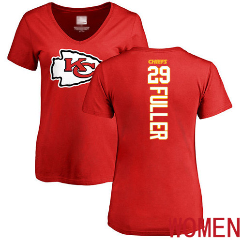 Women Football Kansas City Chiefs #29 Fuller Kendall Red Backer T-Shirt